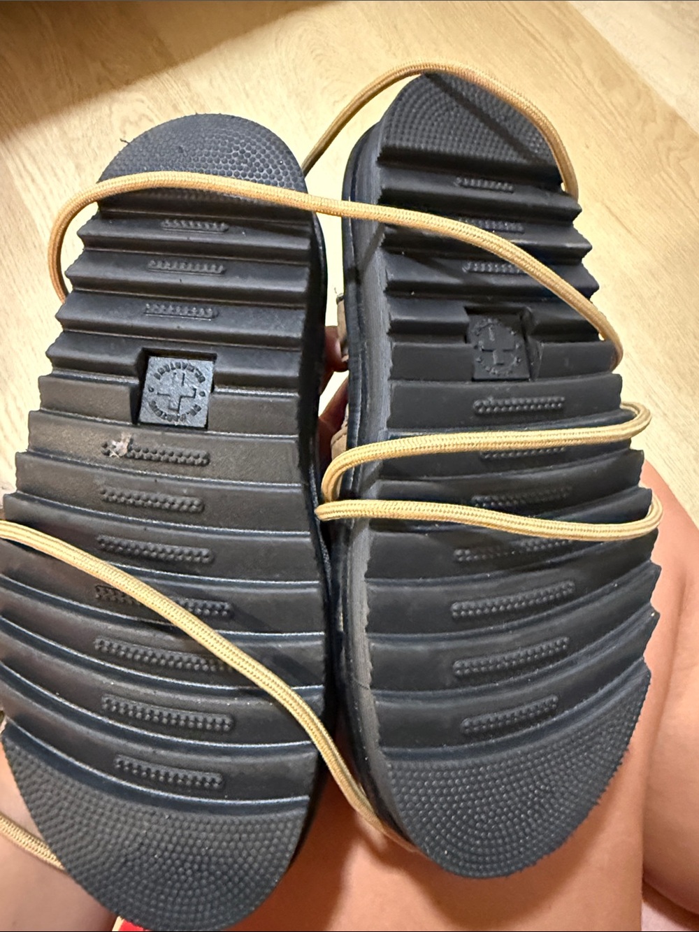 Dr. Martens Black Espadrille-Style Sandals with Tan Straps